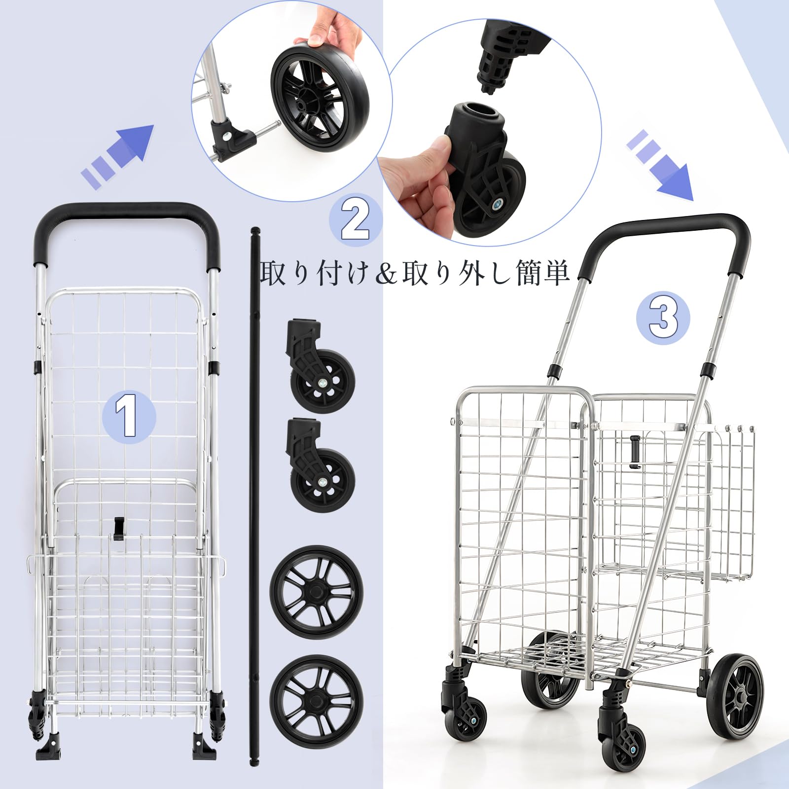 Amazon｜GIANTEX ショッピングカート 折り畳み 4輪 耐荷重20kg